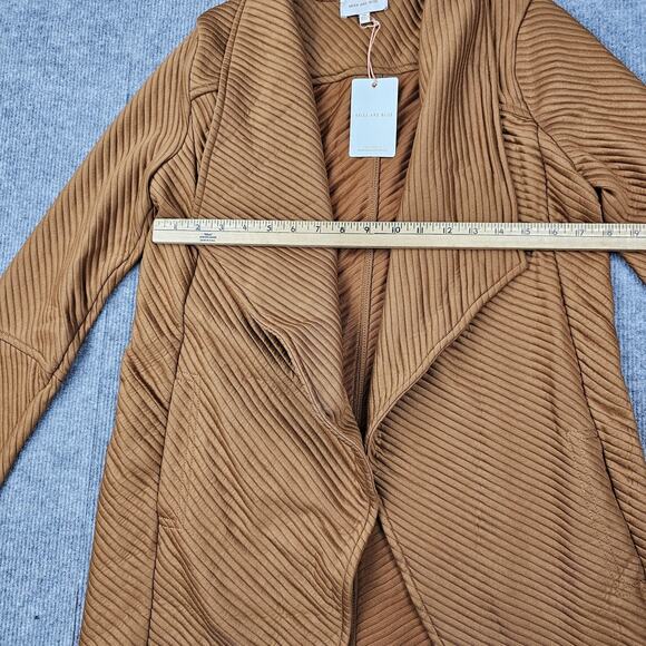 Skies Are Blue Cardigan Womens XS Camel Brown Drape Front Open Waterfall Ribbed - Picture 5 of 7